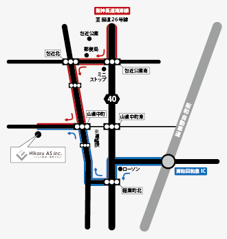 ヒカル自動車工業株式会社への簡易地図